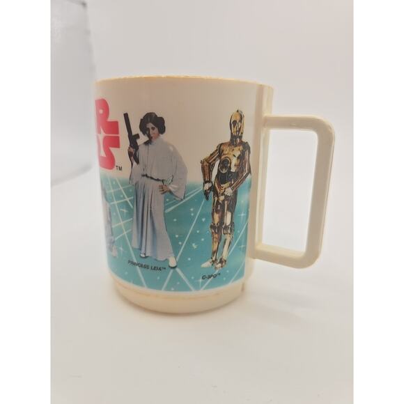 VINTAGE 1977 STAR WARS PLASTIC CUP MUG by DEKA Luke Leia R2 Darth Trooper C3PO - Picture 2 of 6